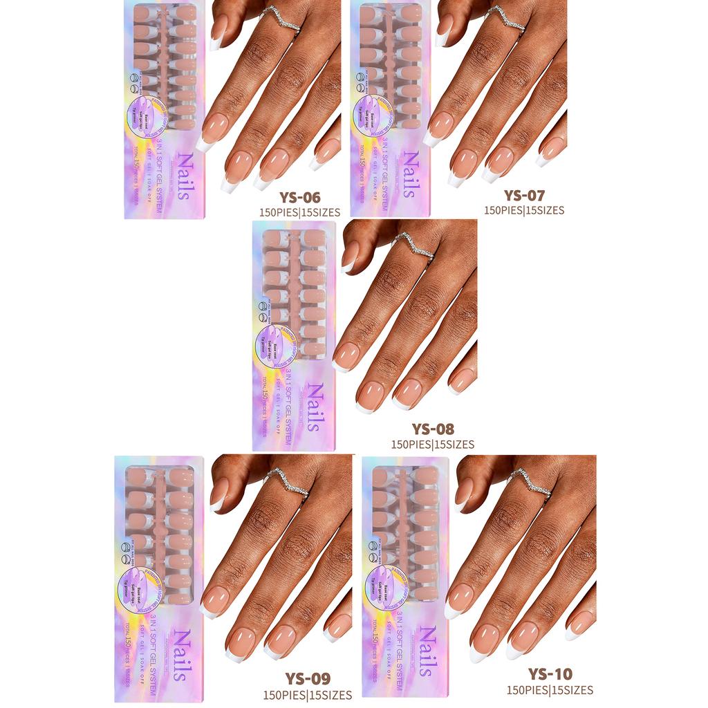 Natural and Stylish French Manicure Nail Tips with Different Sizes Nail Art Tools and Accessories