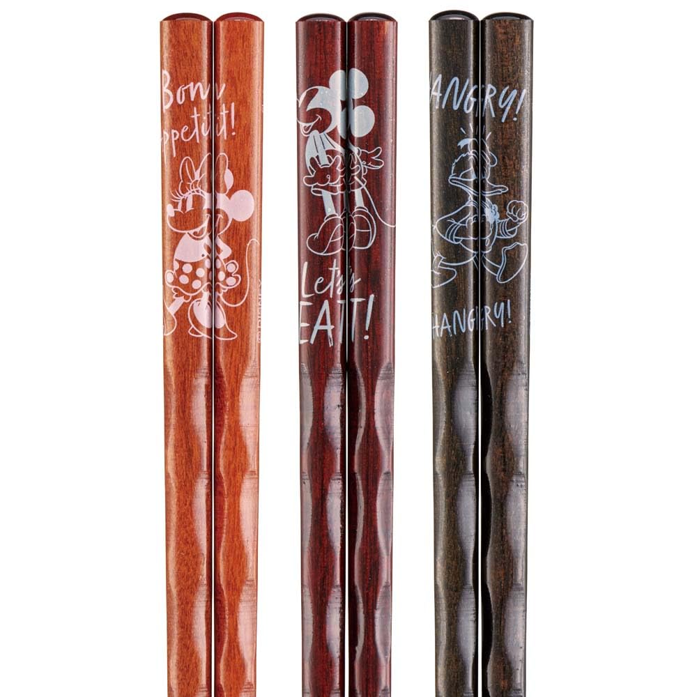 Skater ANEN45T Wooden Set of Adult Disney Mickey Mouse Design Chopsticks, 23cm, 3, Size,