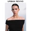 UR Women's Elegant Off-Shoulder Ruched Cropped T-Shirt