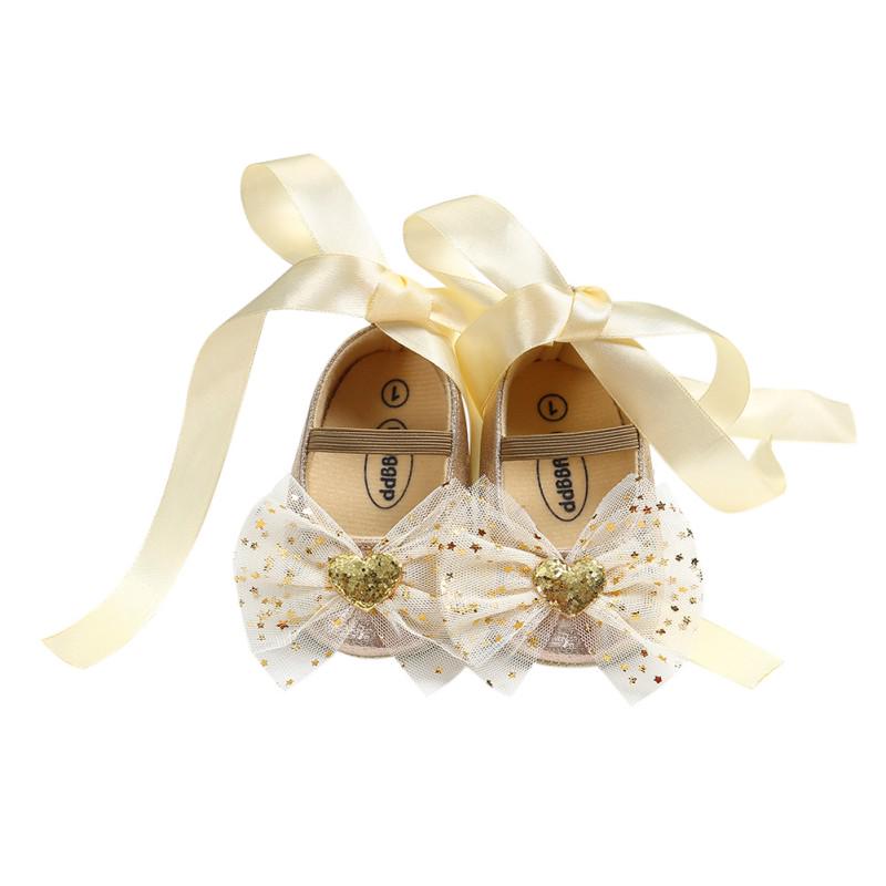 

Мягкая обувь для первых ходунков для новорожденных девочек и малышей, украшение с галстуком-бабочкой для маленьких девочек, принцесса для танцев 0-6 Months