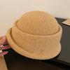 Camellia Flower Hepburn Style Topper Hat Pearl Wool Fisherman Hat Fashion Women Formal Hat  Girl