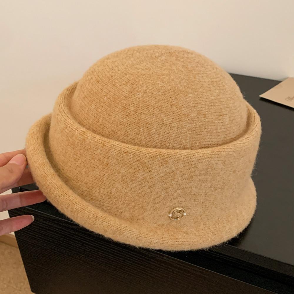 Camellia Flower Hepburn Style Topper Hat Pearl Wool Fisherman Hat Fashion Women Formal Hat Girl