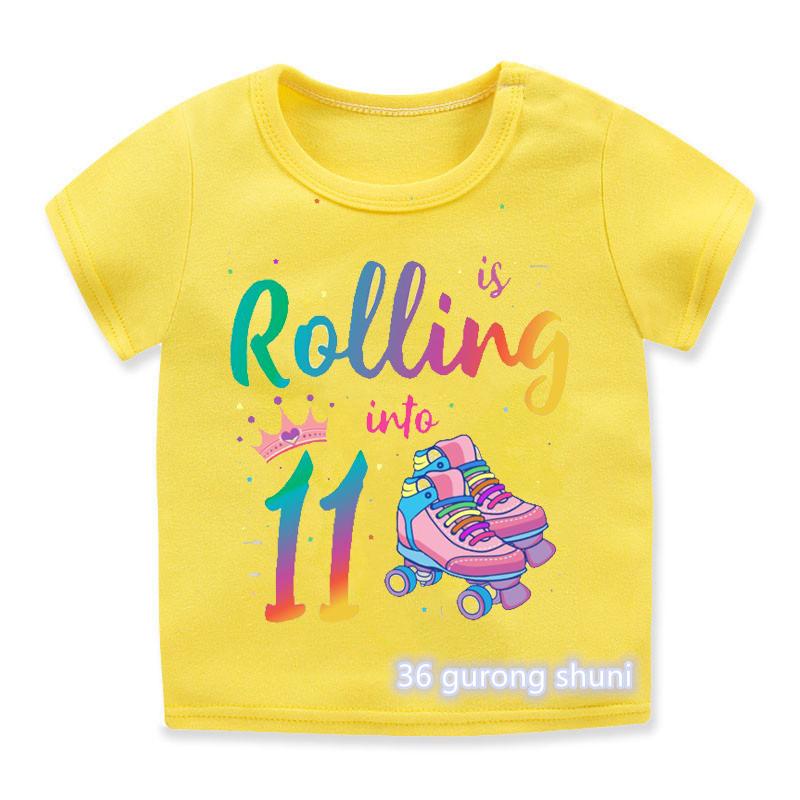 Newly Boys T Shirt Funny Skates Graphic Print 6th Birthday Gift Costume Fashion Hip Hop Girls TShirt Boys Girls Universal Tops