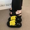 Open-toed fashion woven casual sandals  summer new breathable comfortable versatile thick-soled heightening beach shoes