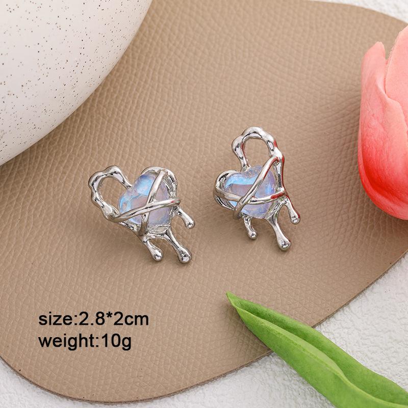 Heart Dangle Earrings for Women Colorful Enamel Crystal Love Heart Sweet Korean Female Drop Earrings aretes de