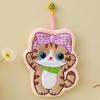 Cute Cat Coral Fleece Hand Towel - Hangable, Thick, Odorless, Absorbent, Quick-Drying Cloth for Kitchen & Bathroom.
