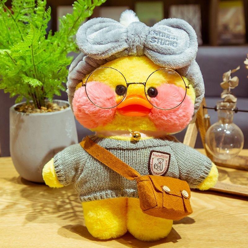 30cm Cartoon Cute Cafe Duck Plush Toy Stuffed Soft Plush Duck Doll Animal Pillow Birthday Gift for Kids Children
