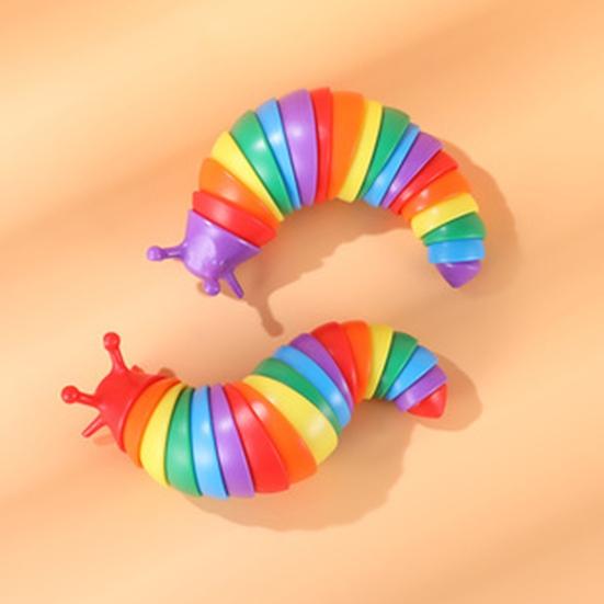 Colorful Caterpillar Fidget Toy Bendable Funny Stress Cute Portable Relief Decompression Kids Adults Slug Sensory