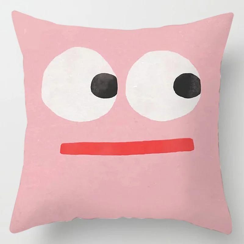 

Taie d oreiller décorative à motif drôle d expression de dessin animé, salon, ornements de bureau, maison 60x60cm