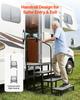 Marches pour camping-car avec main courante, 4 marches, capacité de charge de 300 kg, Marches robustes d'extérieur pour camping-car avec tapis antidérapant pour personnes âgées et animaux de compagnie, Marches portables pour chaud