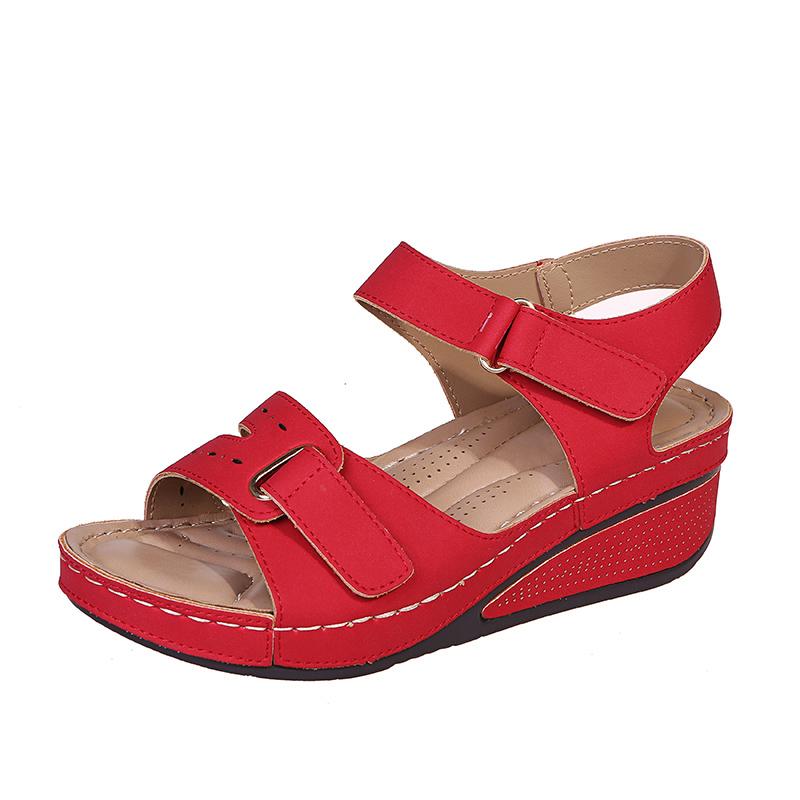 Fashion Women's Fashion Slope Heel Sandals Summer New Round Head Open Toe Thick Soles Anti-slip Wear-resistant Heel Shoes