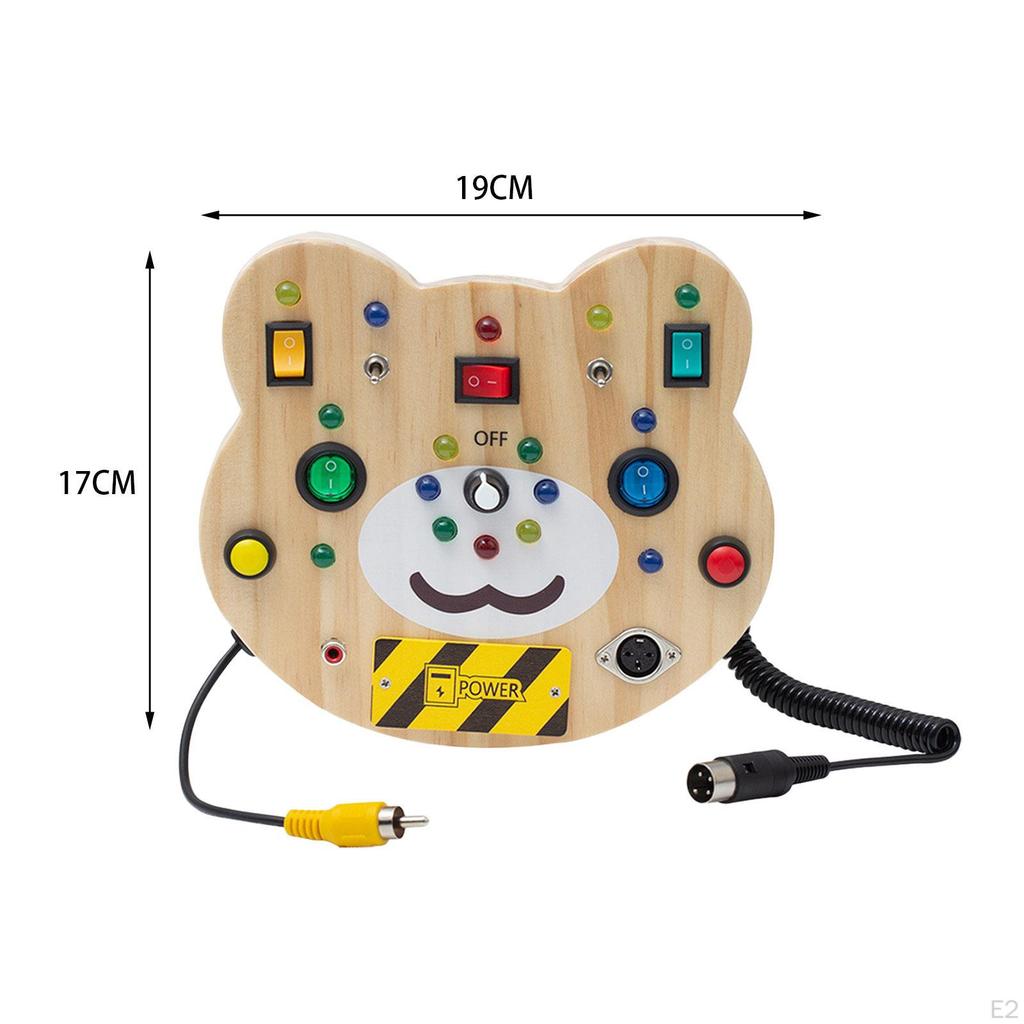 Toy Wooden Busy Board, Fine Motor Skills, Development Toy, Sensory Board LED Switch for 2 3 4