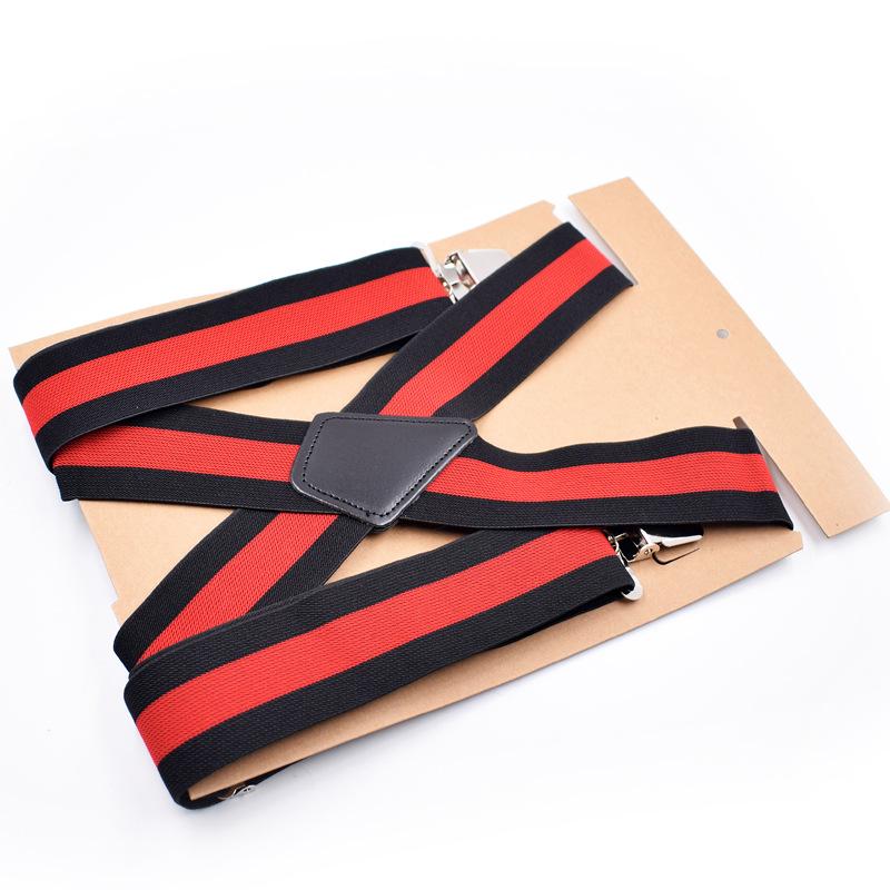 5cm Men Suspenders High Elastic Adjustable 4 Strong Clips Suspender Straps Heavy Duty X-Shaped Back Trousers Braces