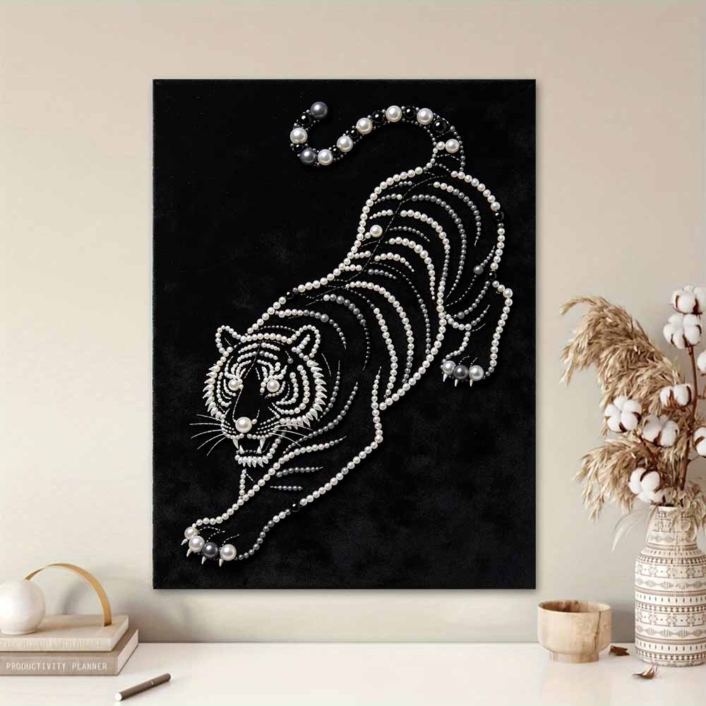 DIY Pearl Embroidery Diamond Painting Kit Majestic Tiger Sparkling Beads Art Craft Handmade Decoration Gift for Home