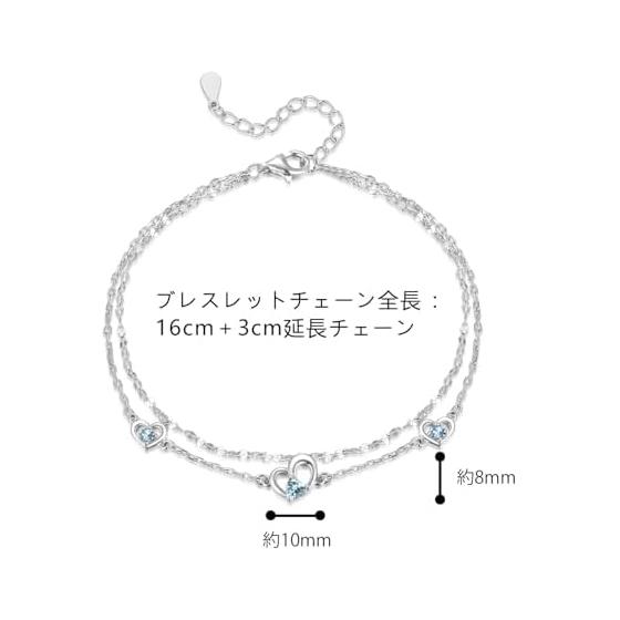 Moonstone Bracelet for Women Popular June Birthstone [Three Hearts] 925 Silver Metal Hypoallergenic Bracelet Heart 2 Chain Chain for Everyday Use