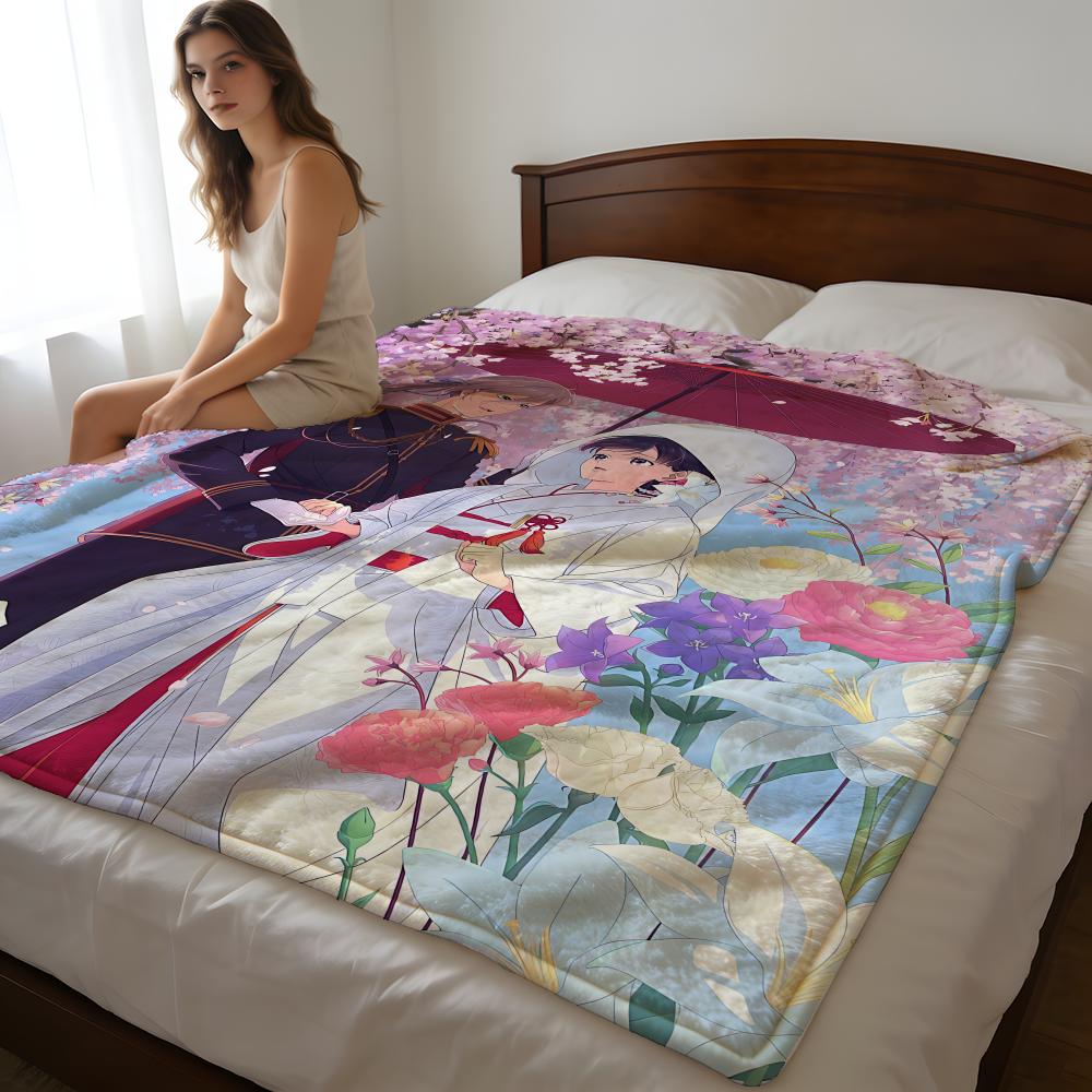 Throw High-Density Short Plush Blanket For Sofa Nap Air-Conditioned Room Soft Skin-Friendly Anime My Happy Marriage 75X95CM