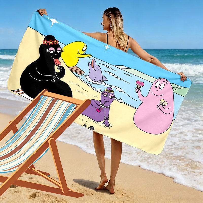 The Barbapapa Family Print Beach Towel, Large Soft Quick Dry Towel for Beach Camping Swimming