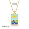 New Design Colorful Enamel Tarot Cards Pendant Necklaces  18K Gold Plated Sun Star Moon Box Chain Choker Jewelry for Women
