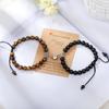 2 Pieces Natural Stone Beads Magnetic Bracelet Couple Connecting Bracelet Valentine's Day Gift for Couple Him and Her