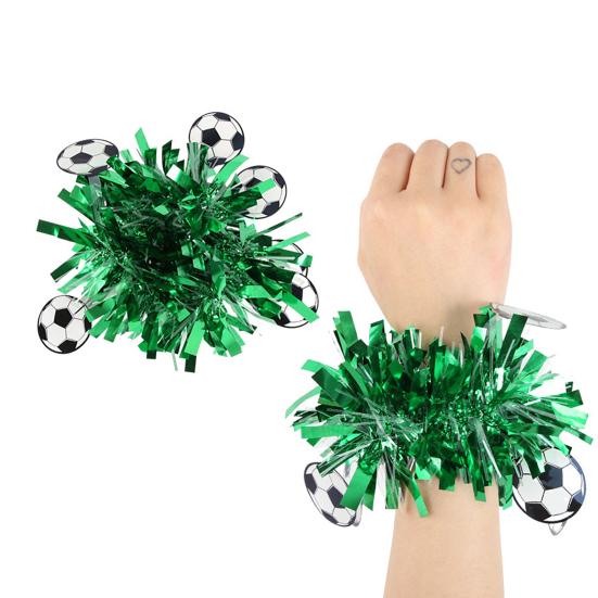 Flor de Pulso com Tema de Futebol Pulseira de Pom Pom de Líder de Torcida Flor de Dança Bola de Flores para Eventos de Futebol Dia do Jogo Lembrancinhas de Festa