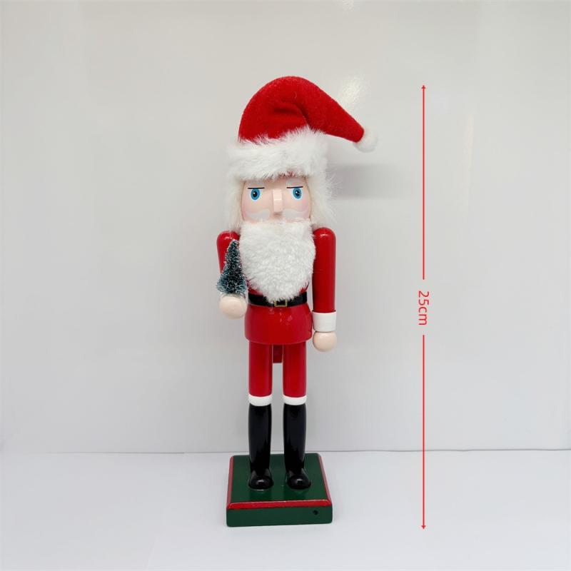 1 Pcs Wood Nutcracker Santa Figure Decoration 25Cm Christmas Santa Claus Nutcracker Holiday Ornaments