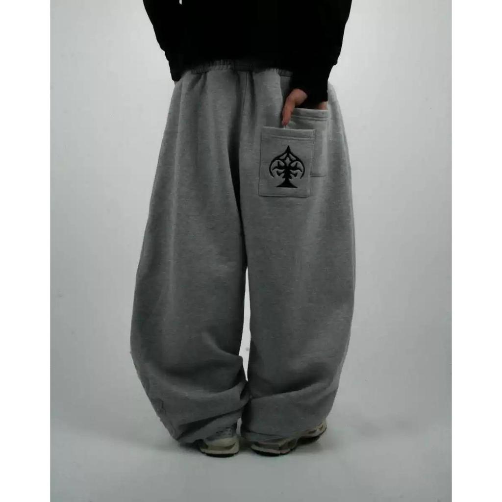 RogueWave Streetwear Y2k Double Waist Jogging Poker Pants Embroidered Loose Piece Sweatpants Men's and Women's Gothic Hip Hop Casual Pants