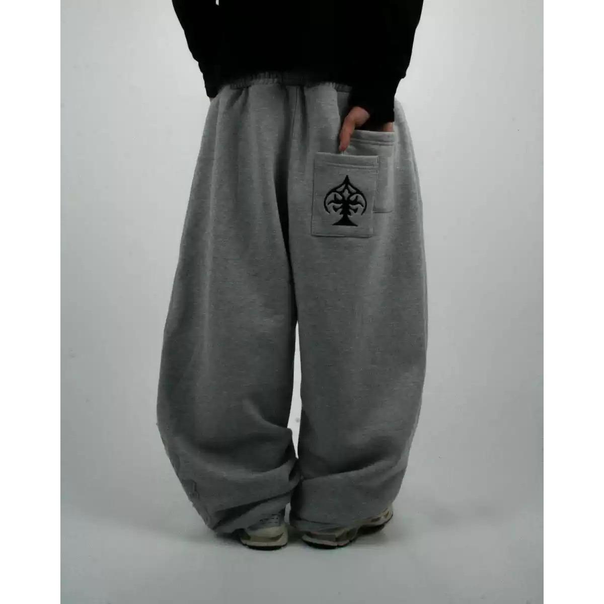 RogueWave Streetwear Y2k Dubbele Taille Jogging Poker Broek Geborduurd Los Stuk Joggingbroek Heren en Dames Gothic Hip Hop Casual Broek M