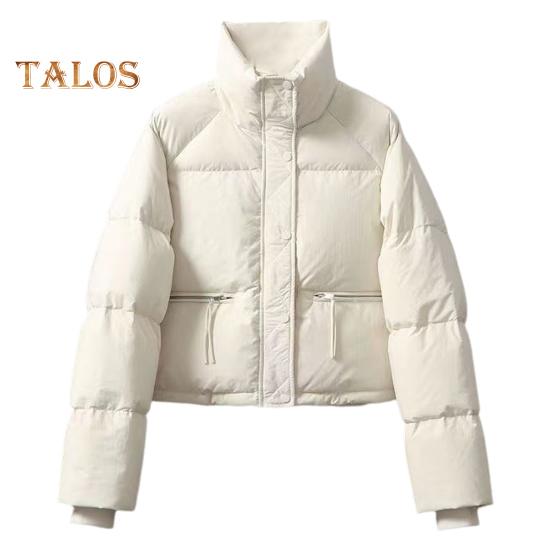 Vinter Dunjakke Fortykket Vattert Ståkrage Store Glidelåslommer Glidelåslukking Vindtett Lange Ermer Varmebevarende Varm Hverdagsovertøy Bomullsjakke