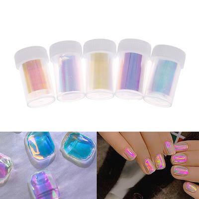 Nail Art Aurora Ice Cube Cellophane Large Colorful Transfer Paper Laser Sticker