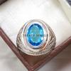 Blue Topaz Oval Cut Gemstone With 925 Sterling Silver Ring For Men's #A902 JL375669066753