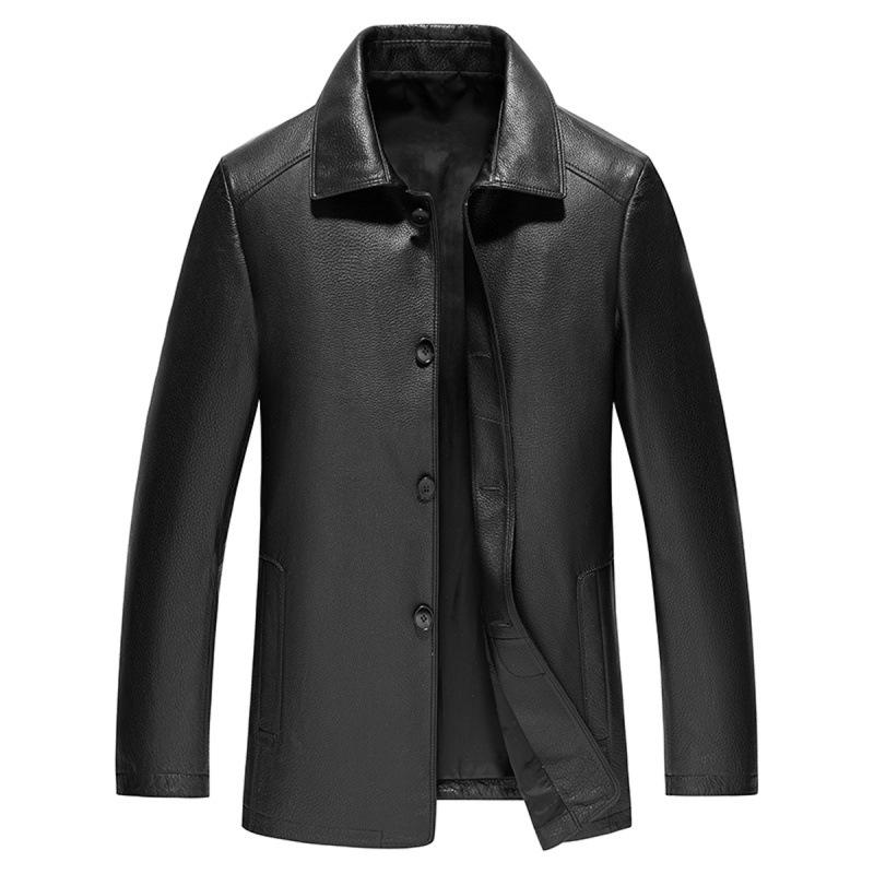 First-layer cowhide leather jacket, spring and autumn thin men's leather jacket, middle-aged and elderly windbreaker jacket, large size