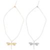 Elegant Dragonflies Zircon Pendant Necklace Jewelry Accessory with Adjustable Size Charm Chain for Women Daily Use