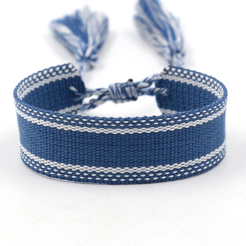 Ethnic Style Woven Bracelet with Embroidered Tassels - D Family DIY Promotion Wristband