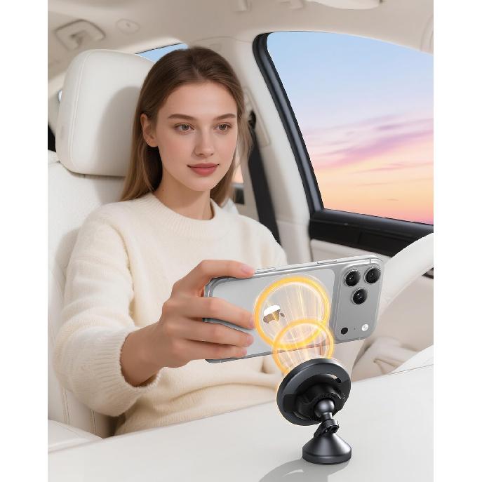 SYNCWIRE MagSafe Car Mount, Magnetic Phone Holder, Space Gray, 1 Pack