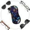 2D-Celestial Mandala Print Zipper Sunglasses Case, Protective Eyewear Organizer Box, Vintage Floral Galaxy Pattern Glasses Holder for Women Travel