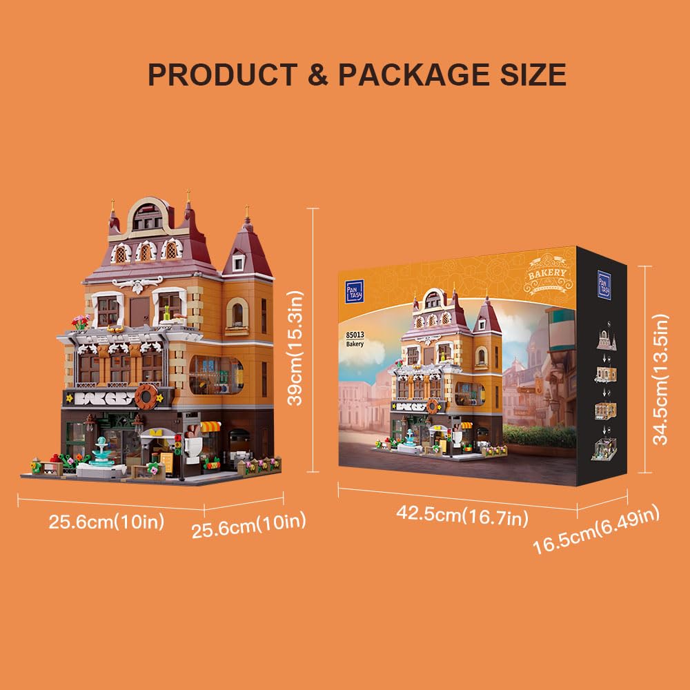PANTASY Bakery Building Set, European-Style Bakery, Retro Street Model, DIY Building Blocks for Adults, Interior Collection