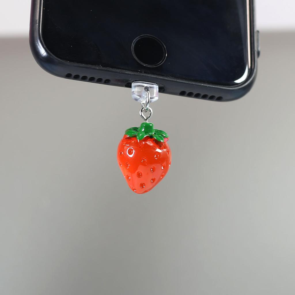 Strawberrie And Honey Peach Beautiful Cute Fruits Mobile Phone Dust Plug Accessories Decorations For IPhone For Samsung Type-C
