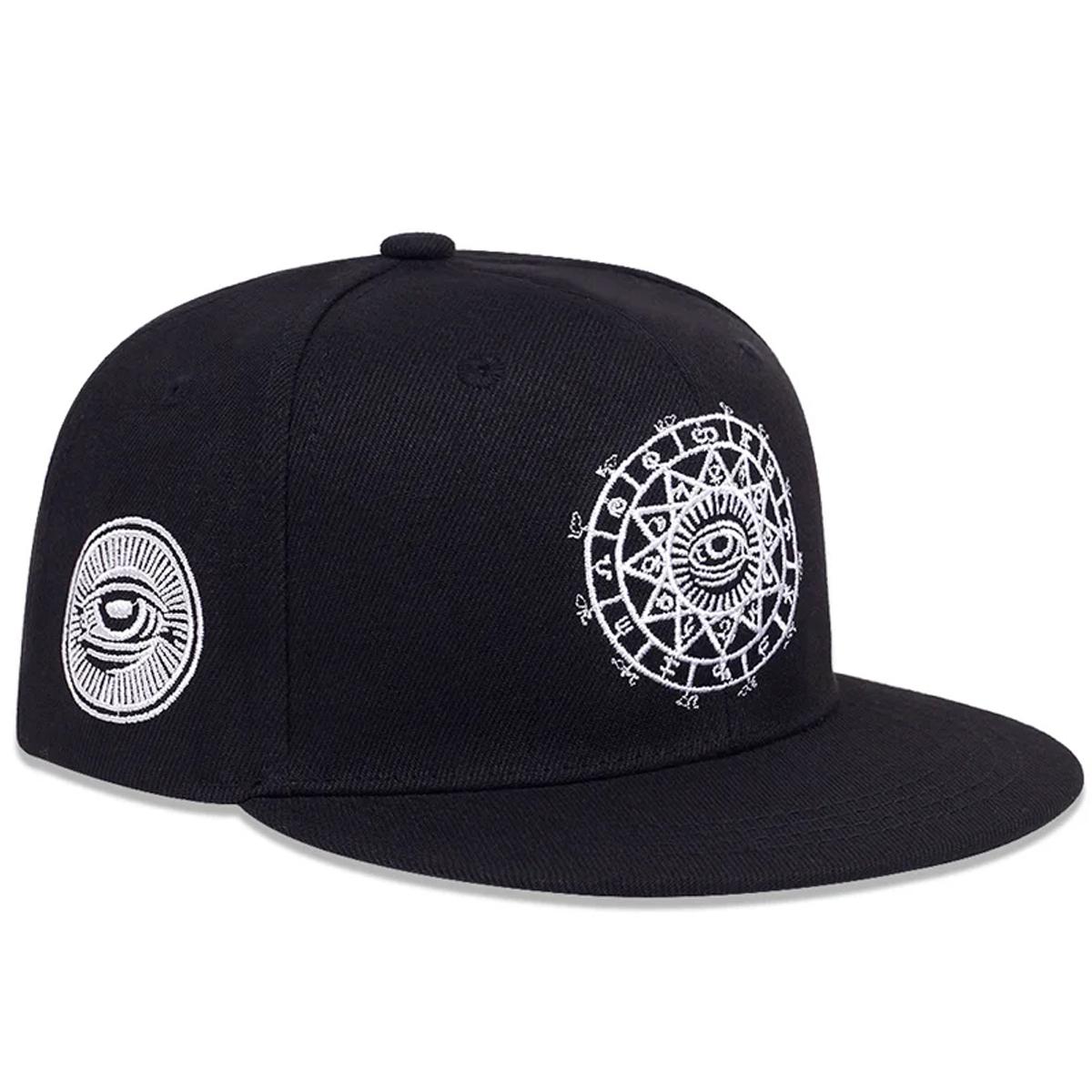 

1Piece Unisex Big Eyes Embroidery Hip Hop Hat Outdoor Adjustable Sunscreen Leisure Hat Spring Autumn Travel Tourism Vacation