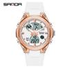 Sanda Trendy Waterproof Sports Watch - Minimalist Design with Dual Display for Students