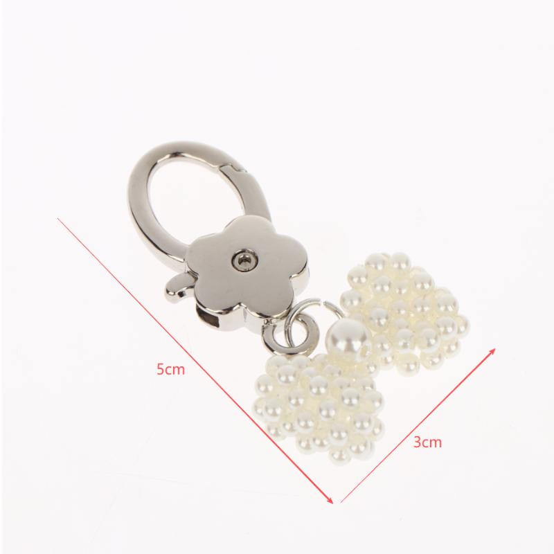 Pearl Bowknot Flower Keychain Pendant Hanging Ornament Keyring Backpack Decoration Charm For Girls Jewelry Gift