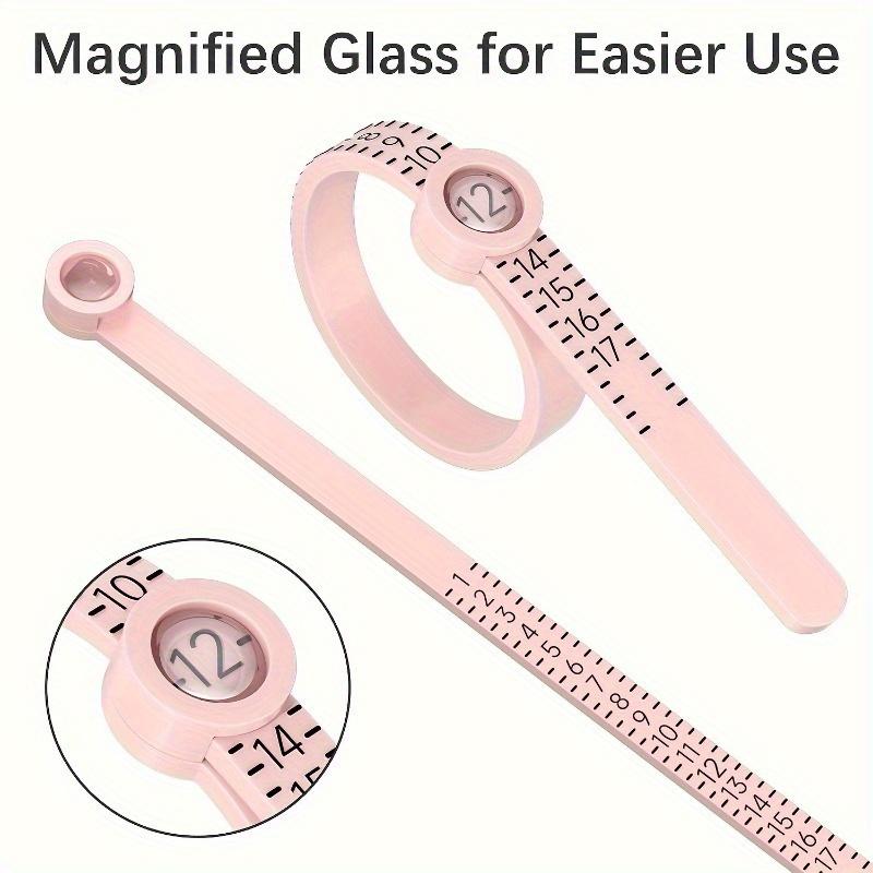 1pc Adjustable Ring Sizer Measuring Tool - Reusable Finger Size Gauge for Jewelry Sizing, 1-17 USA Ring Size Guide (Pink)