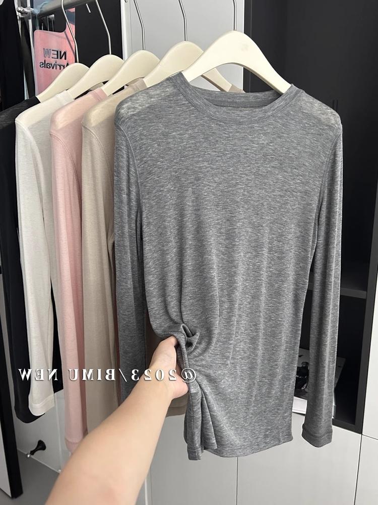 White Loose Silk Long Sve Base Irt Summer Thin Sun Protection Cover Up Top Breathable T-irt Women's Faion Cotton Blend