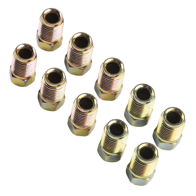 10Pcs Brake Pipe M10x1.0 Threads Car Brake Line Fittings 17 X 10mm For 3/16" Steel Brake Line Tubing For Car SUV Motorcycles