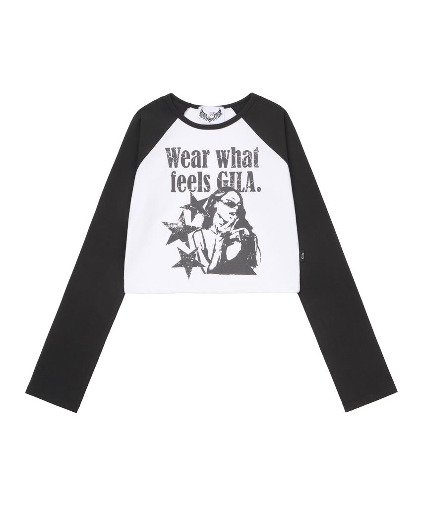 Gillaakaibeu Graphic Raglan Long Sleeve_Black