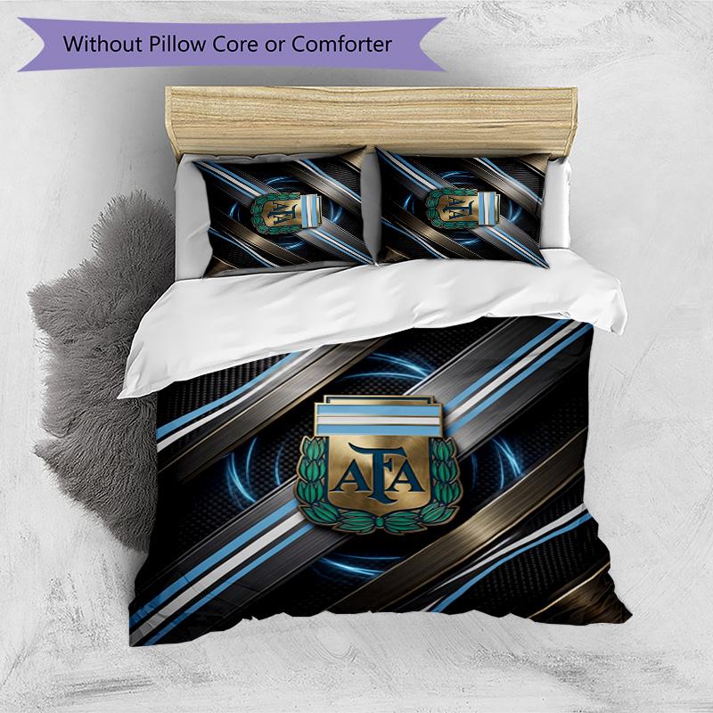 Set Biancheria da Letto Stampata Calcio Argentina 3 Pezzi Copriletto Traspirante Accogliente come Regalo per Inaugurazione Casa o Festa