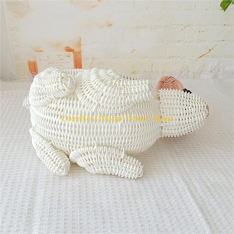 92MF Decorative Woven Plastic Storage Basket Rabbits Shaped Accessory with Handle for Flowers Picnics and Home Organizing China Mainland 2280₽