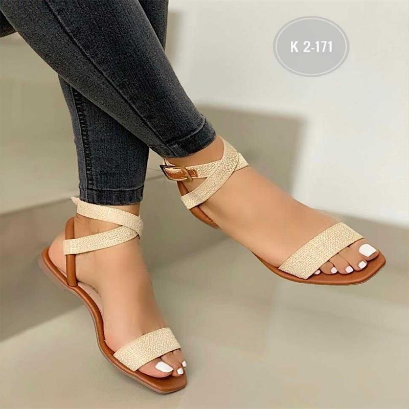 Large Size Women Ankle Wrap Ladies Outside Buckle Sandals