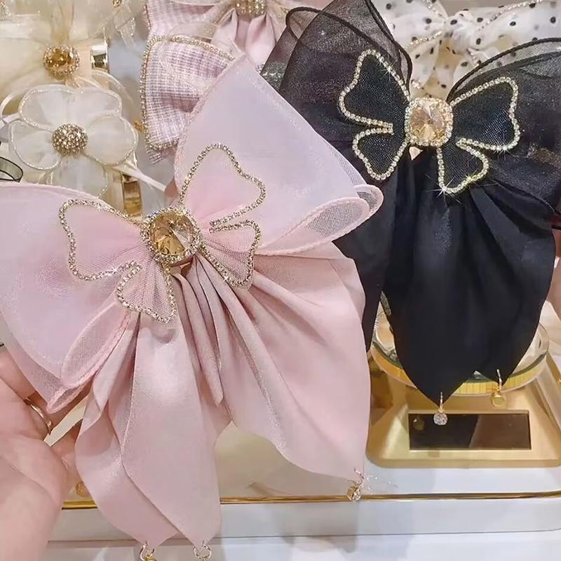Korean Style Sweet Fashion Girls Princess Hair Clip Rhinestone Big Bow Hairpin For Women Headwear Spring Clip Hair Accessories