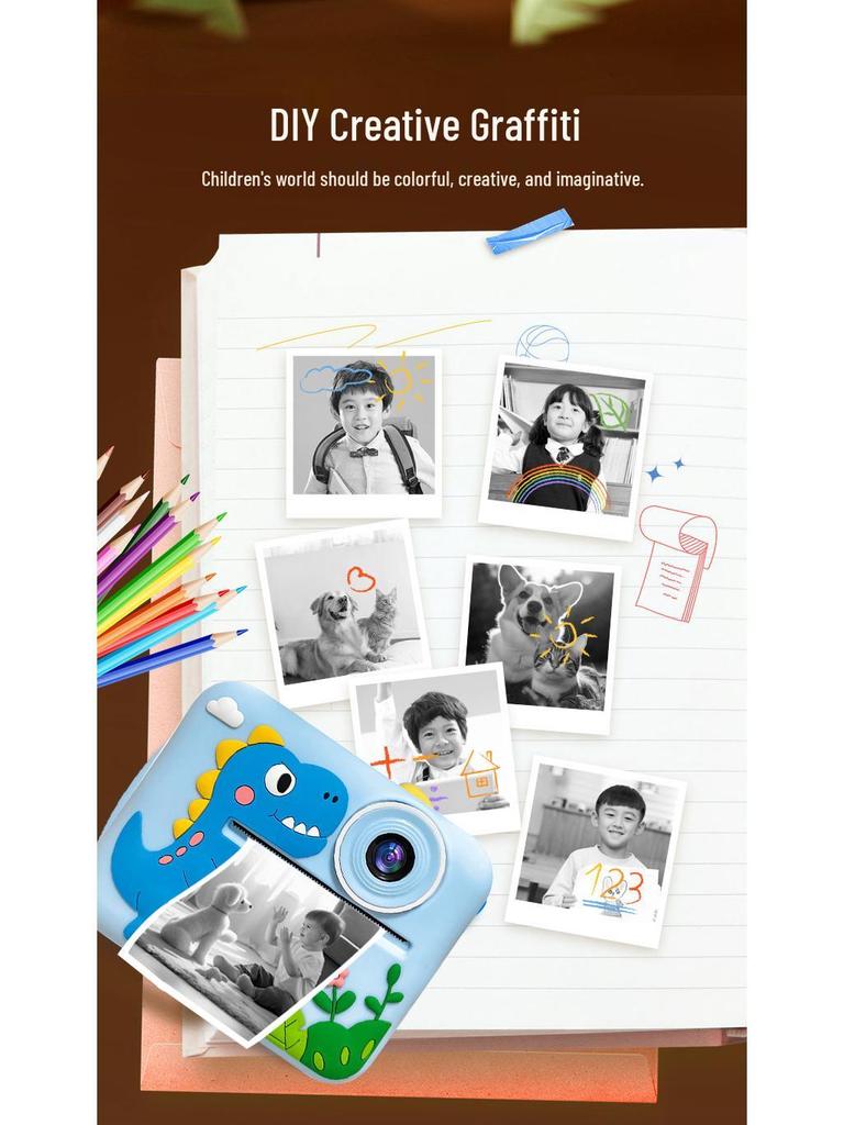Dual-Lens Unicorn Kids' Camera with Thermal Printing