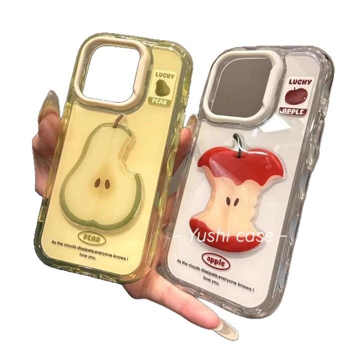 Three Dimensional Apple Pear Core Three In One Colorful Suitable for Apple 16 15 Iphone13 XR  Huawei Mobile Phone Case